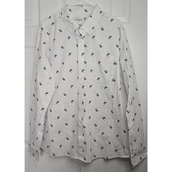 Goodfellow & Co Men's Reindeer Print Poplin Button Up Shirt- Size XXL - Picture 1 of 4